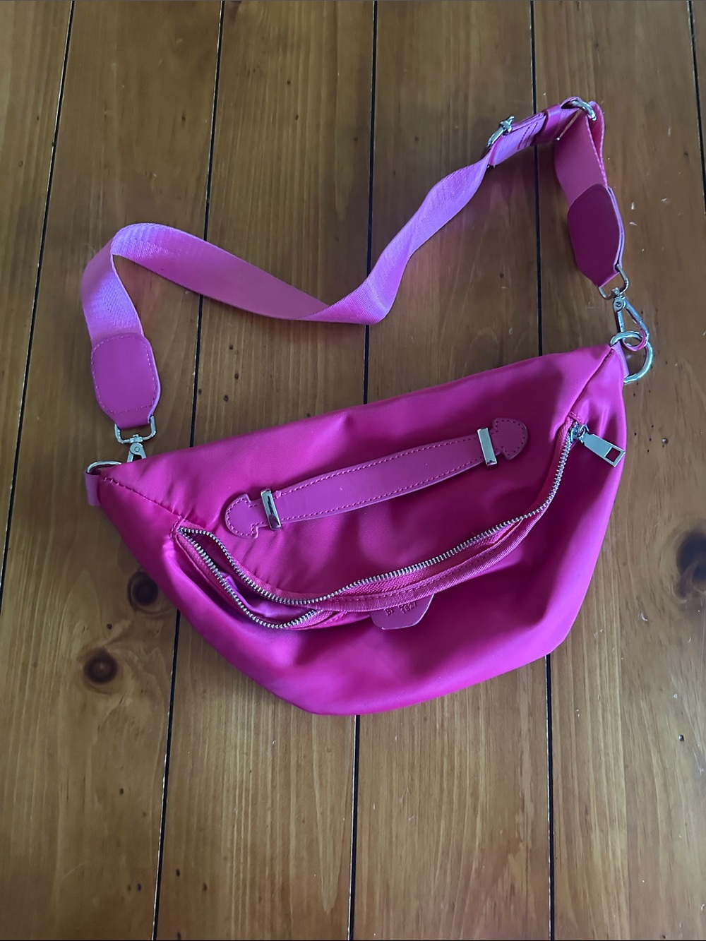 Hot Pink Crossbody Bag with Adjustable Strap